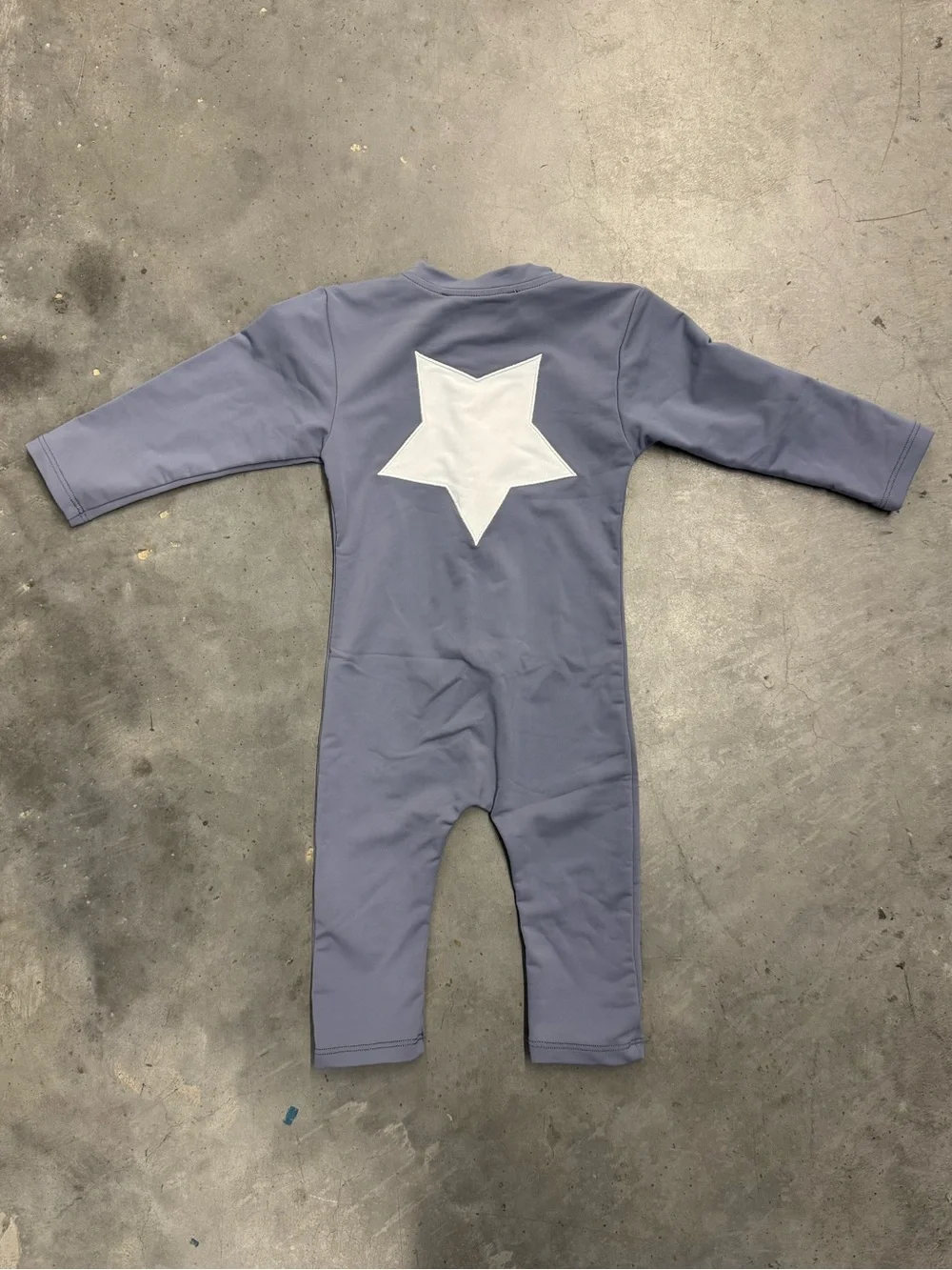 Petit Crabe Baby Gray Star Long Sleeve One Piece Swimsuit Size 0-1